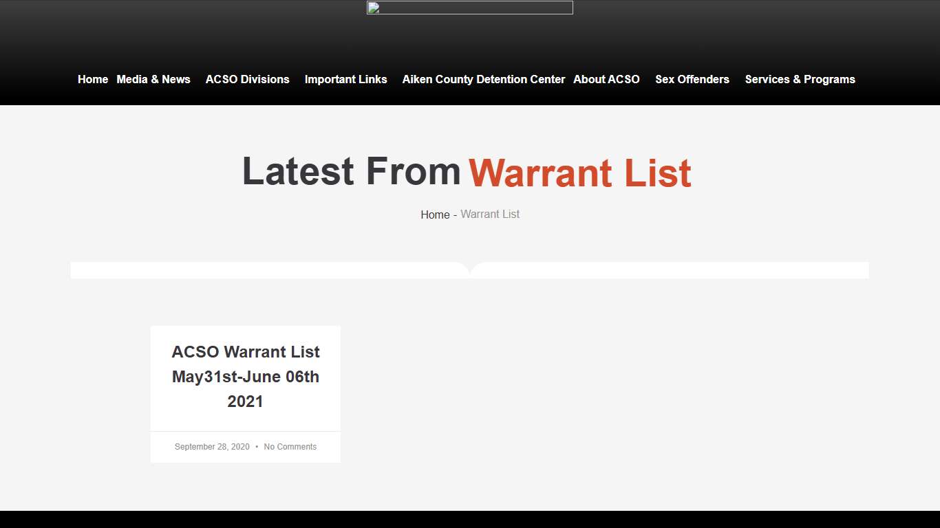 Warrant List – Aiken County Sheriff's Office